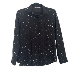 BB Dakota Black Starry Button-Up Blouse